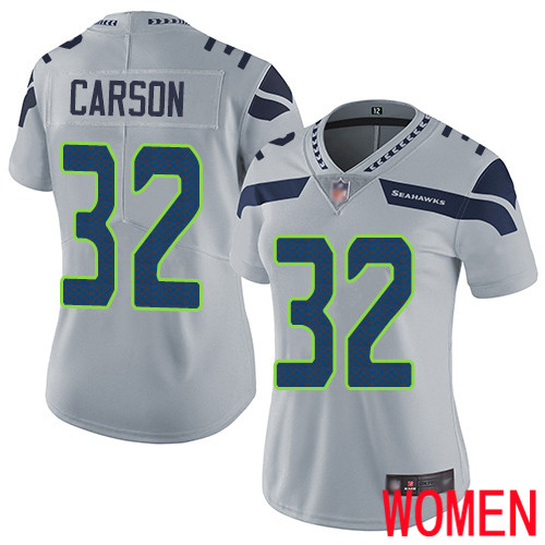 Seattle Seahawks Limited Grey Women Chris Carson Alternate Jersey NFL Football #32 Vapor Untouchable->women nfl jersey->Women Jersey